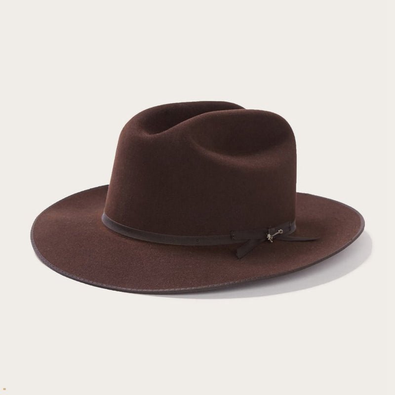 Chocolate Stetson Open Road 6x Cowboy Men's Fedoras | UK 20BPEVCTU