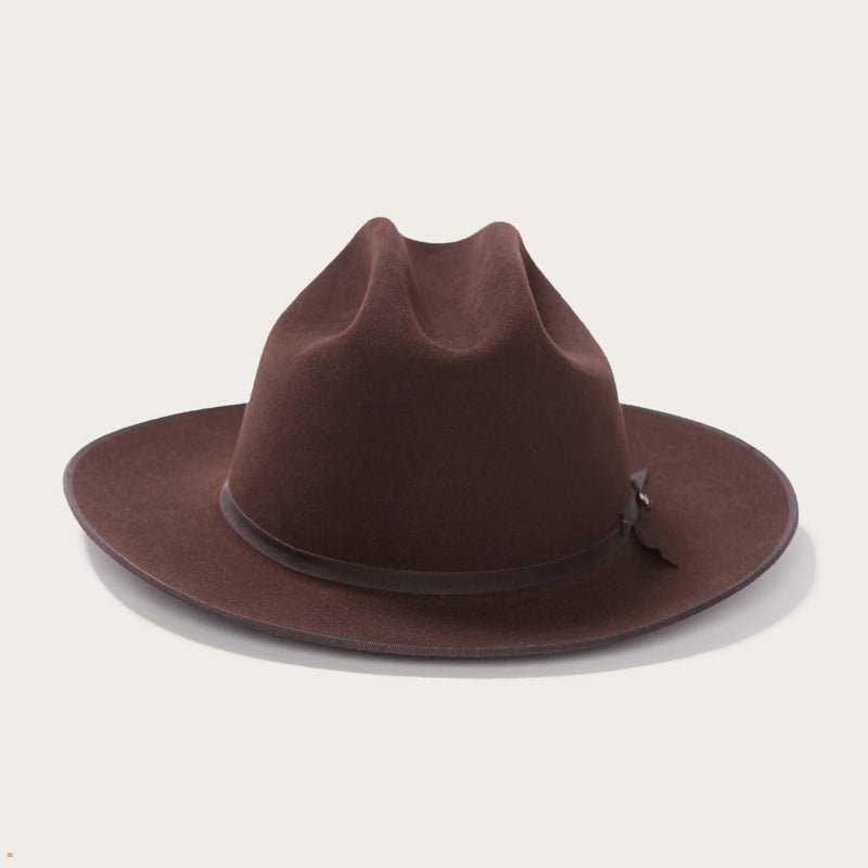 Chocolate Stetson Open Road 6x Cowboy Men\'s Fedoras | UK 20BPEVCTU