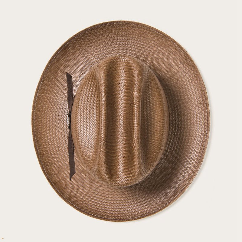 Chocolate Stetson Open Road Vented Straw Cowboy Men's Fedoras | UK 19SJNYEXI