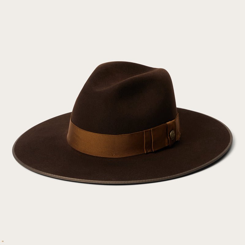 Chocolate Stetson Tri-City Men's Fedoras | UK 62OVYCIZD