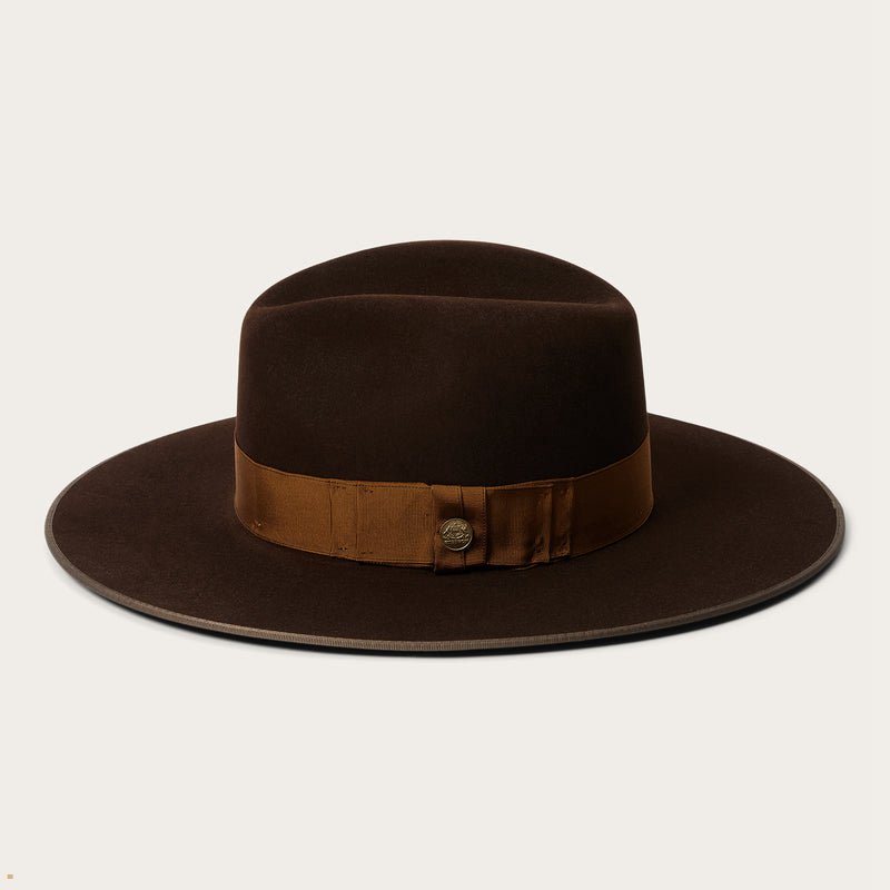 Chocolate Stetson Tri-City Men's Fedoras | UK 62OVYCIZD