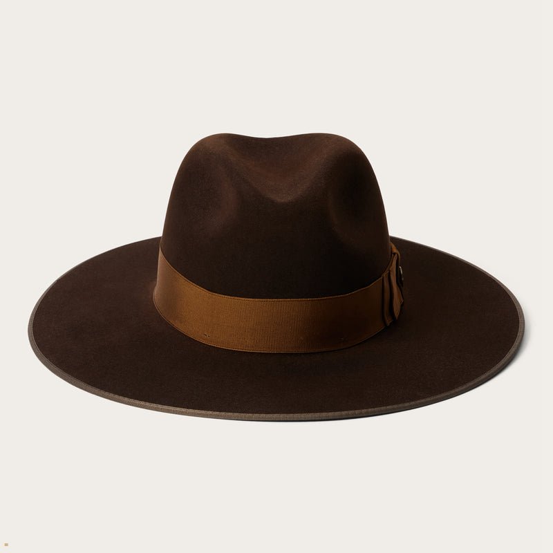 Chocolate Stetson Tri-City Men\'s Fedoras | UK 62OVYCIZD