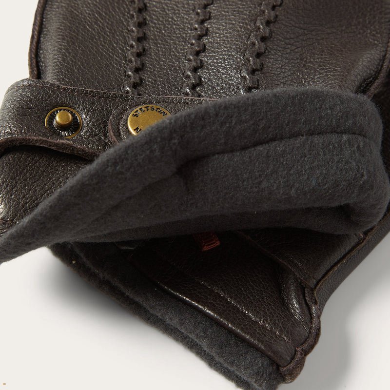 Dark Brown Stetson Goat/Sheep Men's Gloves | UK 87IKCFJWG