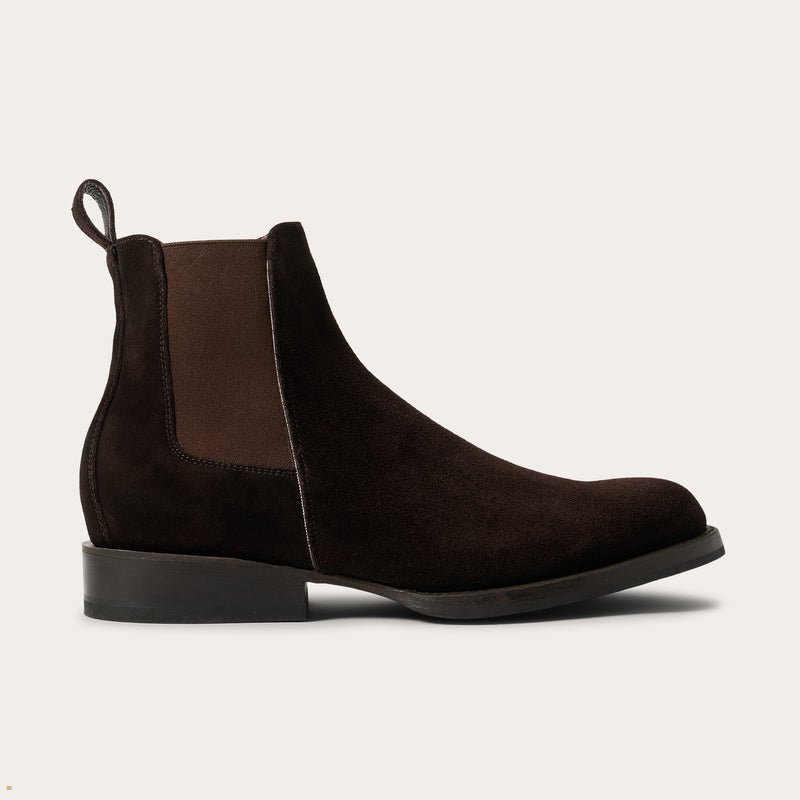 Dark Brown Stetson Suede Beat Men's Chelsea Boots | UK 39NOTKLJP