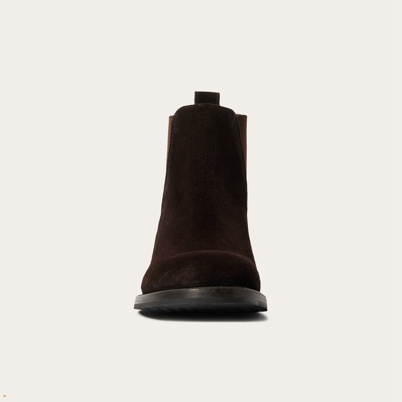 Dark Brown Stetson Suede Beat Men's Chelsea Boots | UK 39NOTKLJP