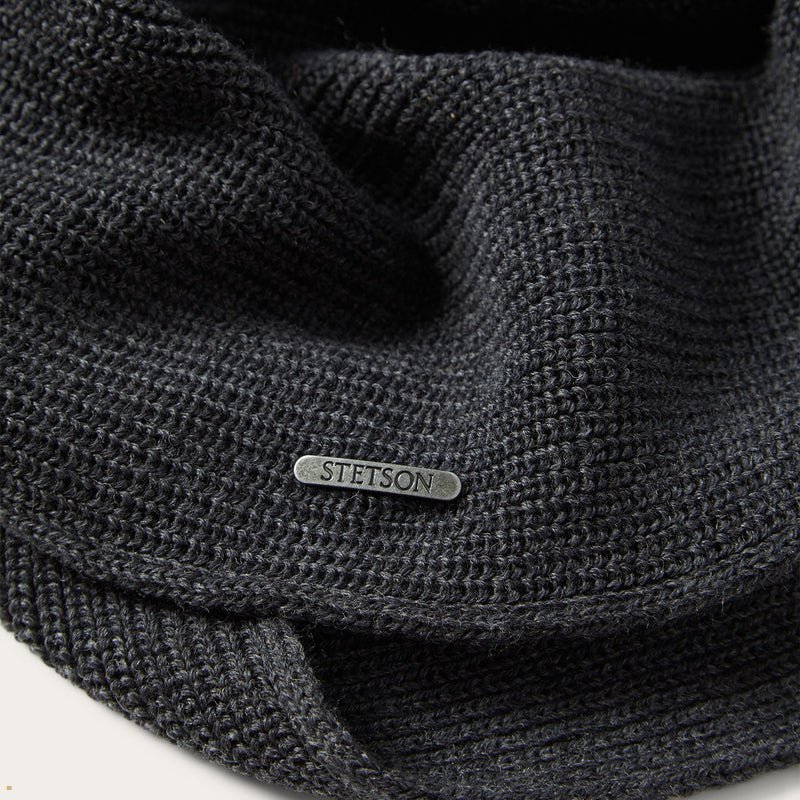 Dark Grey Stetson Loop Merino Men's Scarves | UK 15ADQCUEL