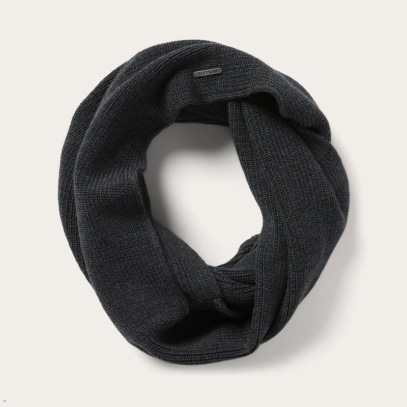 Dark Grey Stetson Loop Merino Men\'s Scarves | UK 15ADQCUEL