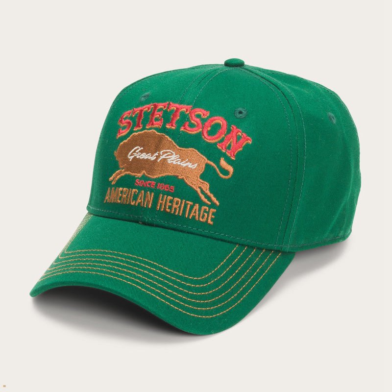 Green Stetson Bison Trucker Men's Caps | UK 57QXGECJN