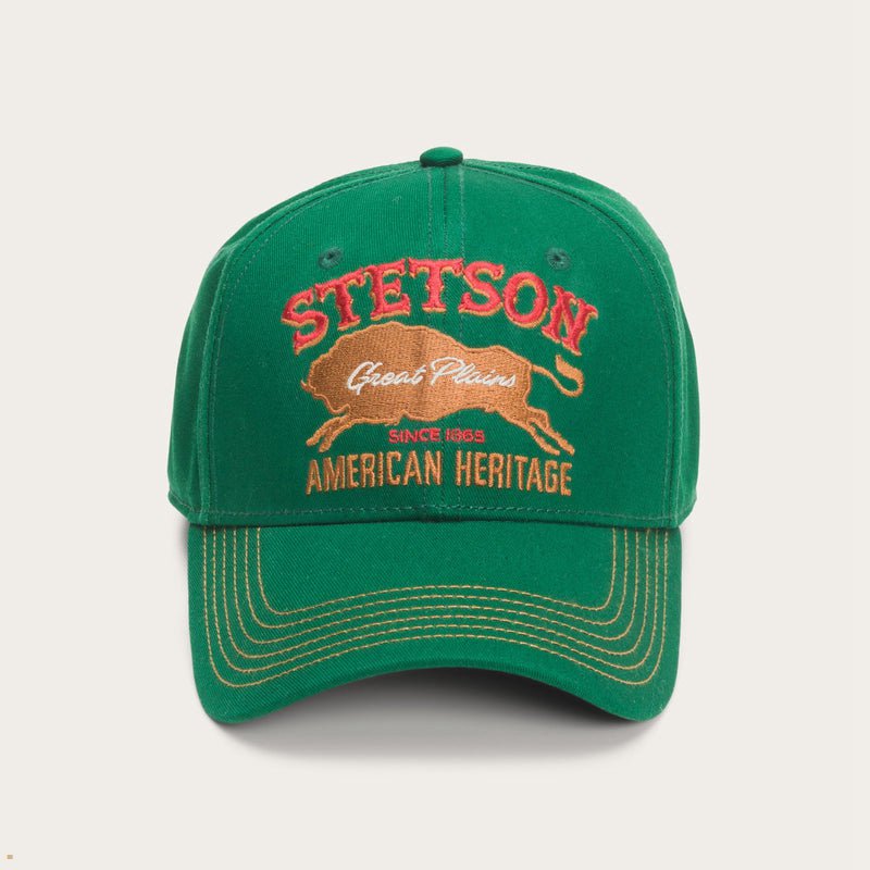 Green Stetson Bison Trucker Men\'s Caps | UK 57QXGECJN