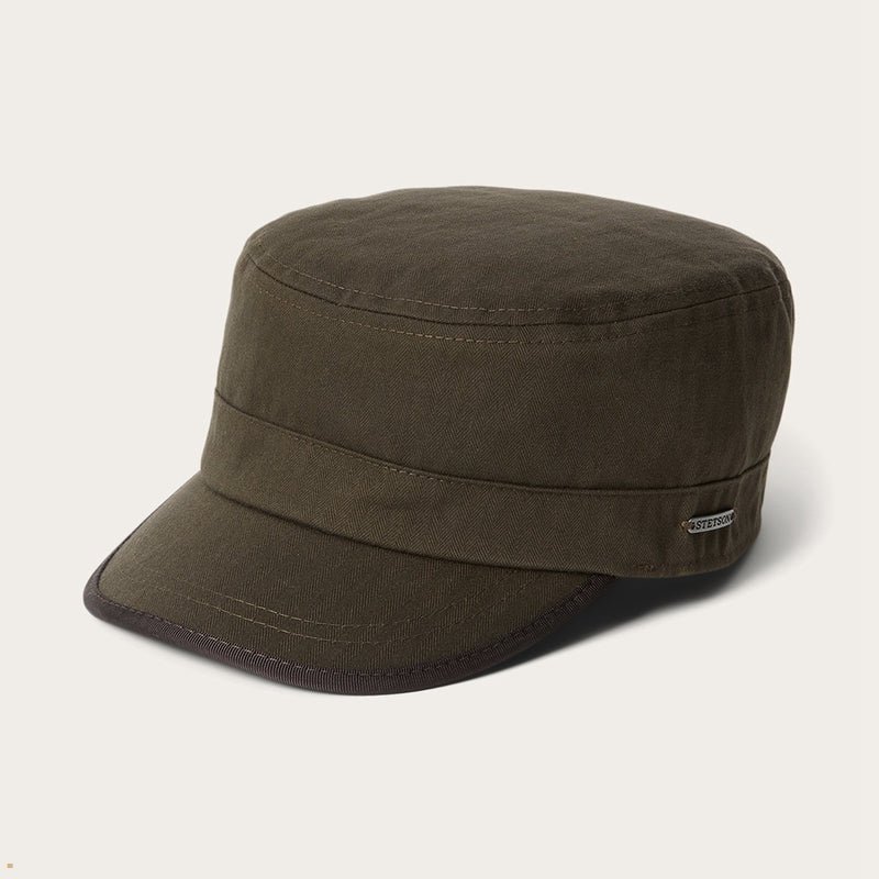 Green Stetson Herringbone Army Cap Men's Outdoor Hats | UK 83RJLSMQV