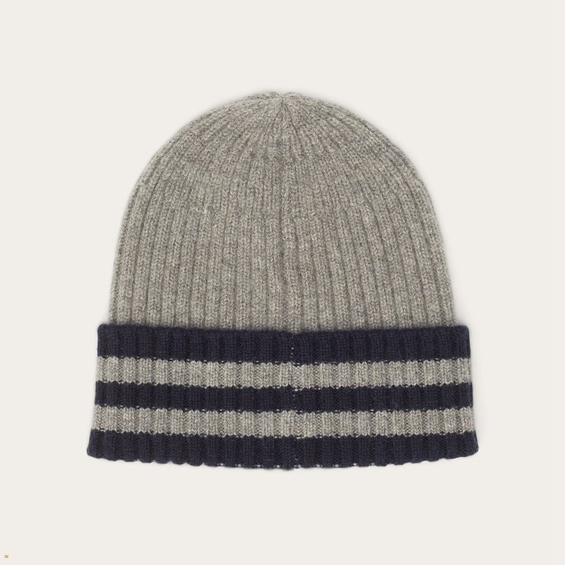 Grey Stetson Cashmere Men's Beanie | UK 18SQACDNG