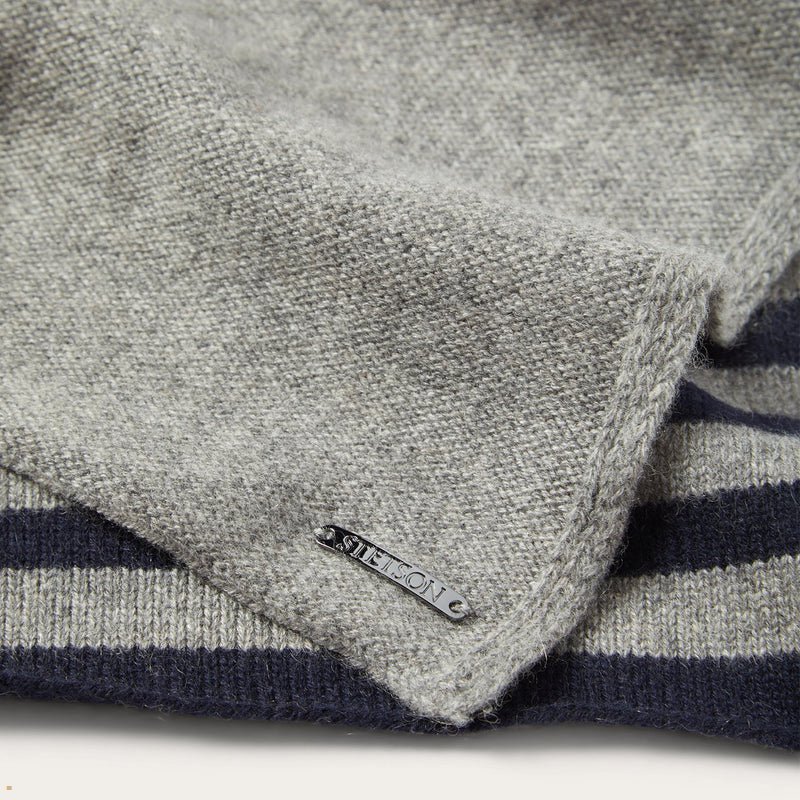 Grey Stetson Cashmere Men's Scarves | UK 61QFYWITD