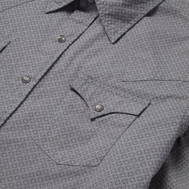 Grey Stetson Diamond Print Western Men's Shirts | UK 27JHXESVO