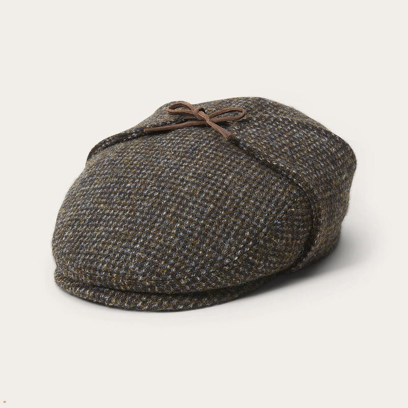 Grey Stetson Driver Harris Tweed Men's Caps | UK 57YNTUGOV