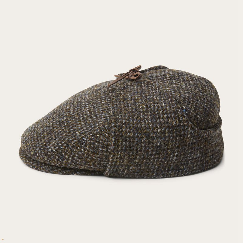 Grey Stetson Driver Harris Tweed Men's Caps | UK 57YNTUGOV