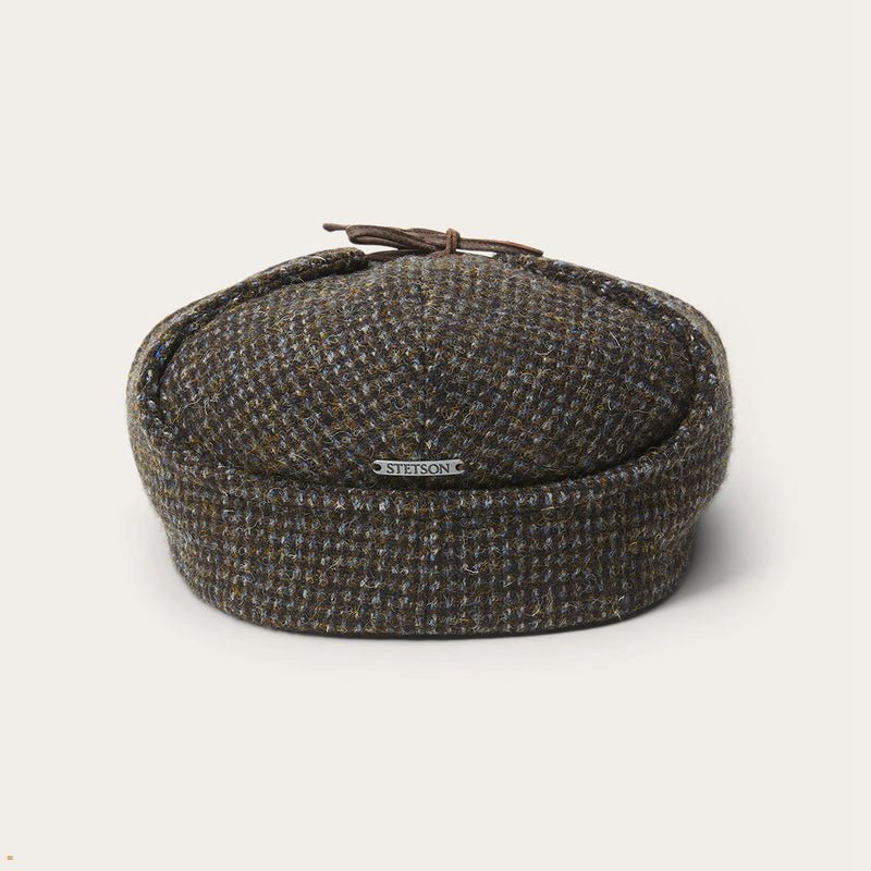 Grey Stetson Driver Harris Tweed Men's Caps | UK 57YNTUGOV