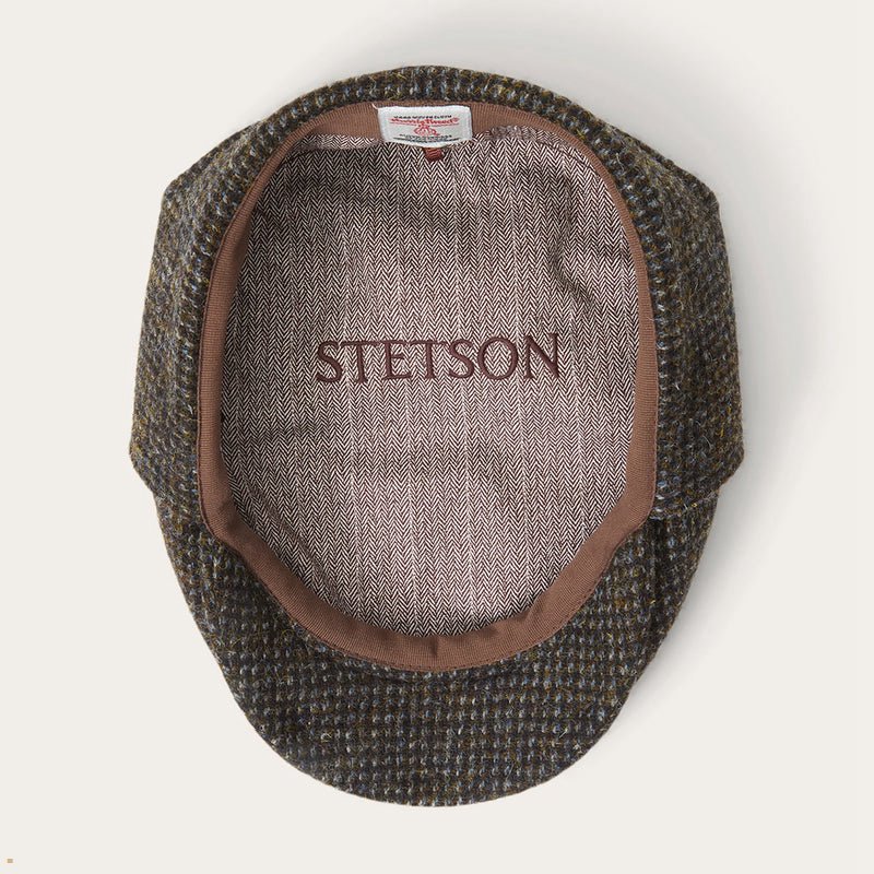 Grey Stetson Driver Harris Tweed Men's Caps | UK 57YNTUGOV