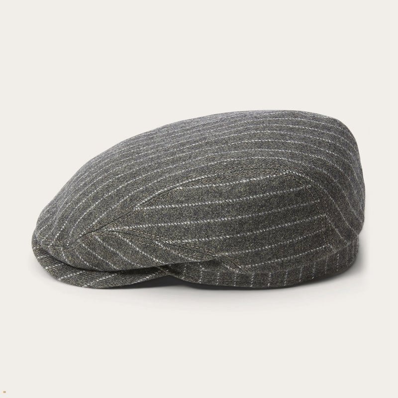 Grey Stetson Driver Wool/Cotton Men's Caps | UK 87ZQGEBNR