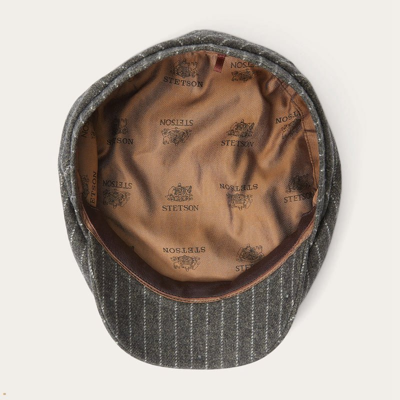 Grey Stetson Driver Wool/Cotton Men's Caps | UK 87ZQGEBNR