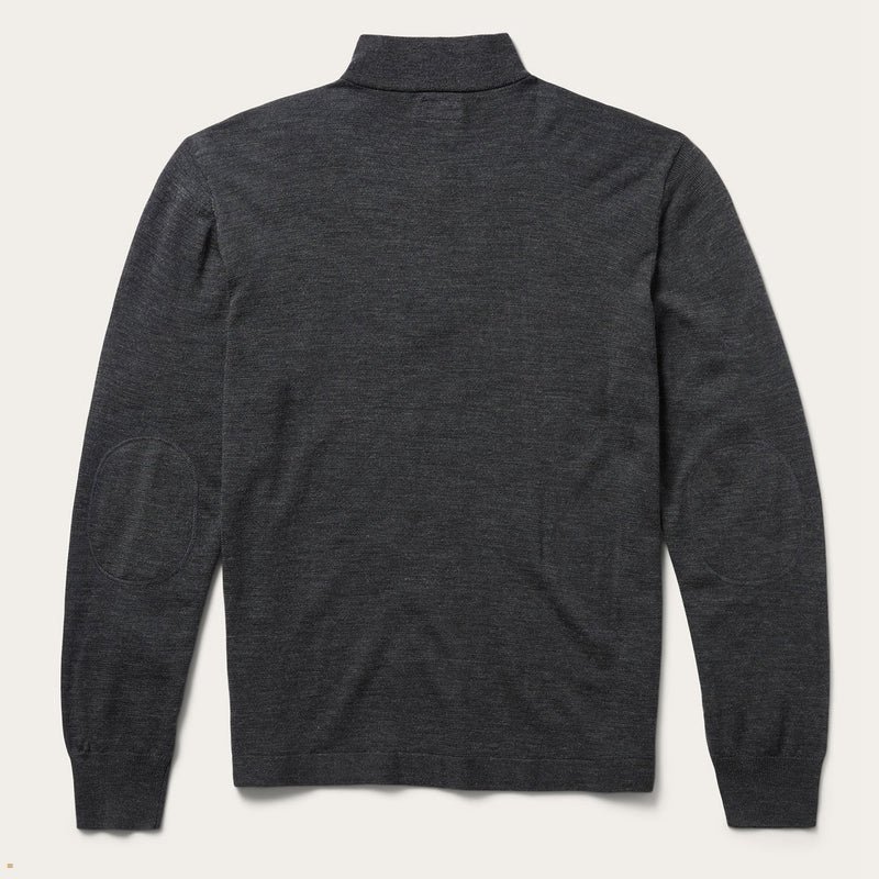 Grey Stetson Elbow Patch Knit Men's Sweater | UK 94VPFARWM