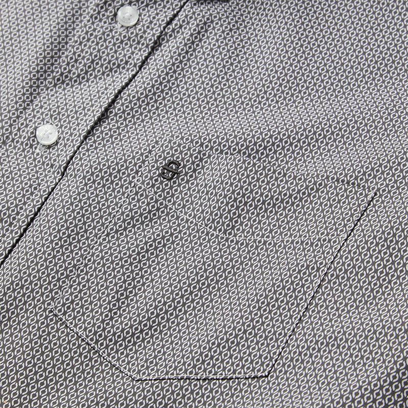 Grey Stetson Geo Print Button Front Men's Shirts | UK 64PJGKVDZ