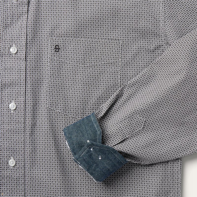 Grey Stetson Geo Print Button Front Men's Shirts | UK 64PJGKVDZ