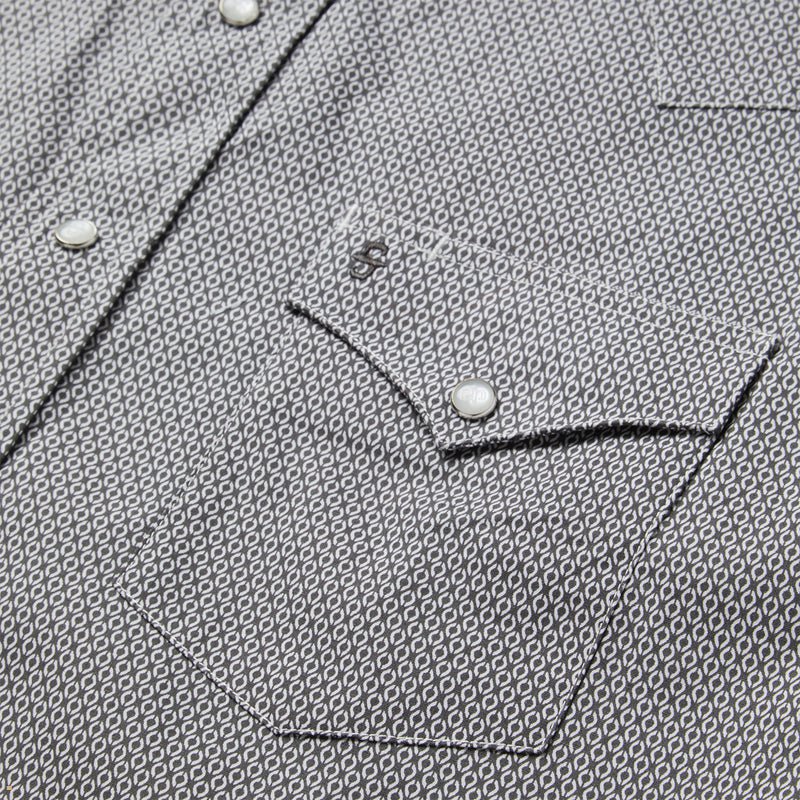 Grey Stetson Geo Print Western Men's Shirts | UK 34SEJQYDA