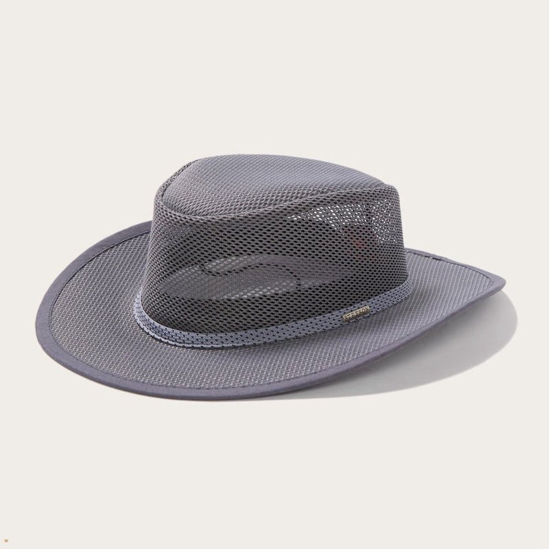 Grey Stetson Grand Canyon Mesh Safari Men's Outdoor Hats | UK 67QXKYRJE