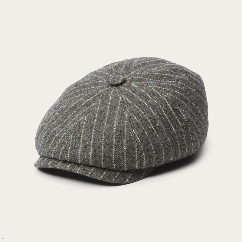 Grey Stetson Hatteras Wool/Cotton Men's Caps | UK 10MEOHWBI