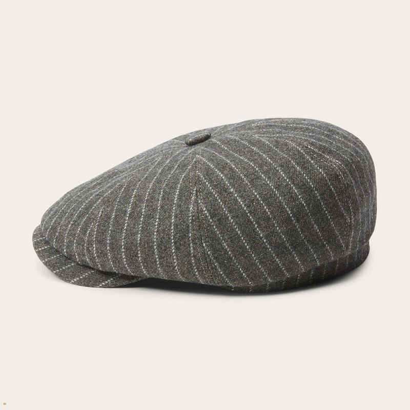 Grey Stetson Hatteras Wool/Cotton Men's Caps | UK 10MEOHWBI