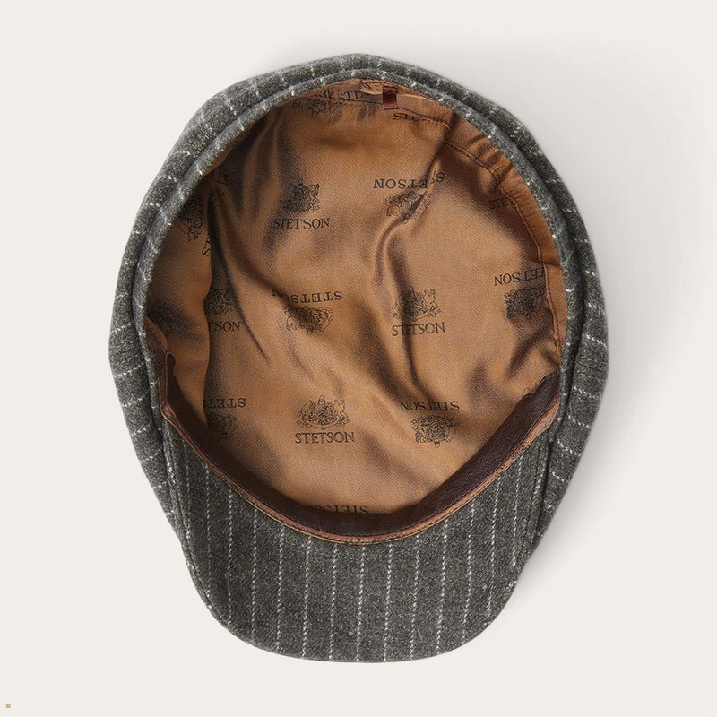 Grey Stetson Hatteras Wool/Cotton Men's Caps | UK 10MEOHWBI