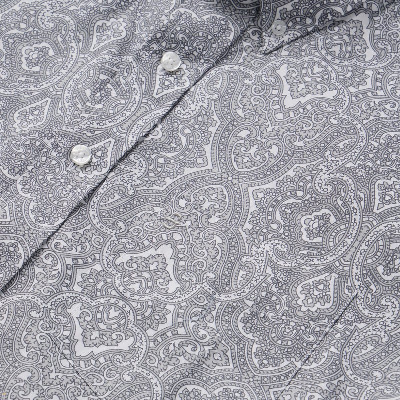 Grey Stetson Highland Paisley Button-Front Men's Shirts | UK 72EUWGSJN