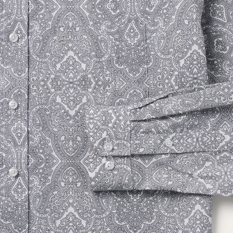 Grey Stetson Highland Paisley Button-Front Men's Shirts | UK 72EUWGSJN