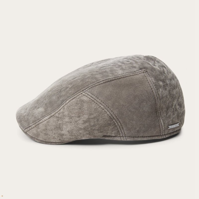 Grey Stetson Ivy Lambskin Men's Caps | UK 02DWVJKLX