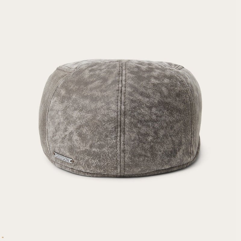 Grey Stetson Ivy Lambskin Men's Caps | UK 02DWVJKLX