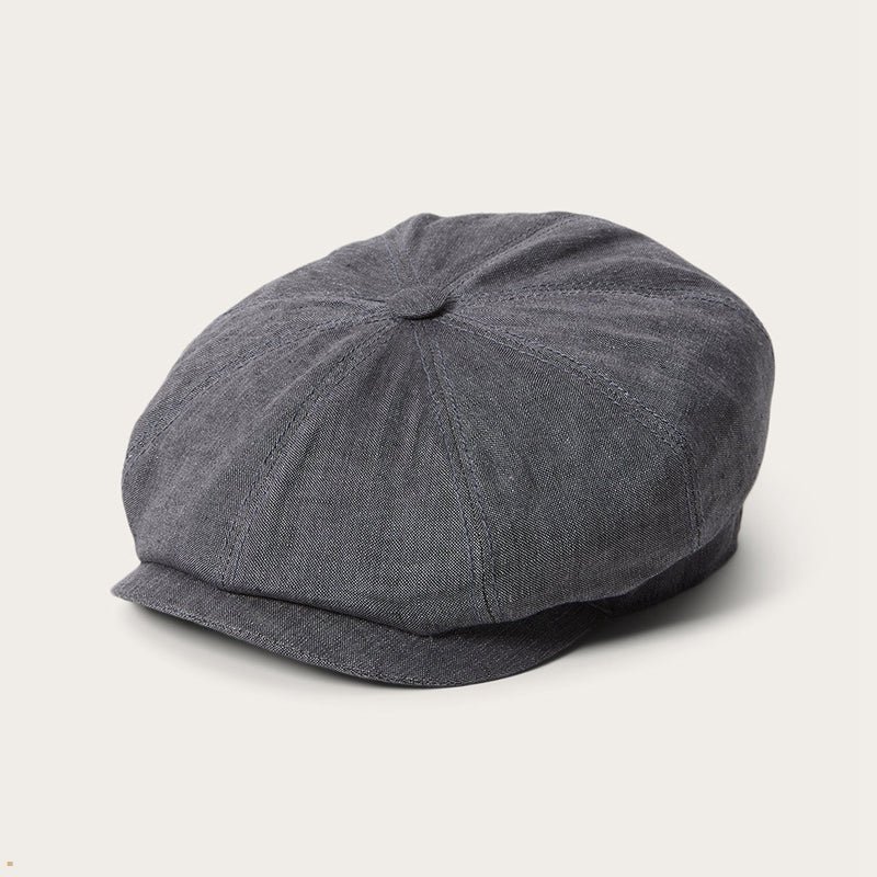 Grey Stetson Linen Hatteras Newsboy Men's Caps | UK 49BTLKIRZ