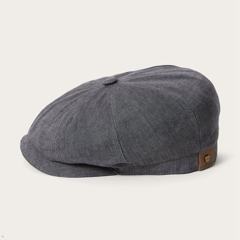 Grey Stetson Linen Hatteras Newsboy Men's Caps | UK 49BTLKIRZ