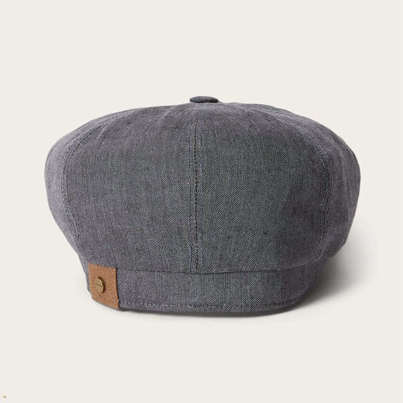 Grey Stetson Linen Hatteras Newsboy Men's Caps | UK 49BTLKIRZ