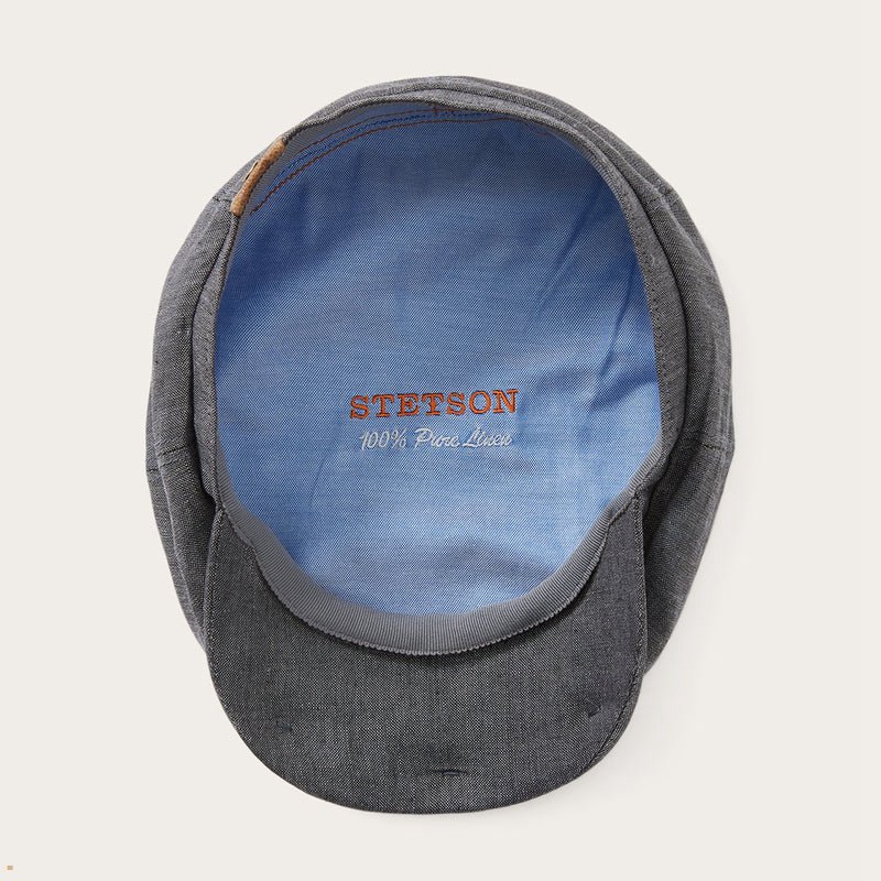 Grey Stetson Linen Hatteras Newsboy Men's Caps | UK 49BTLKIRZ