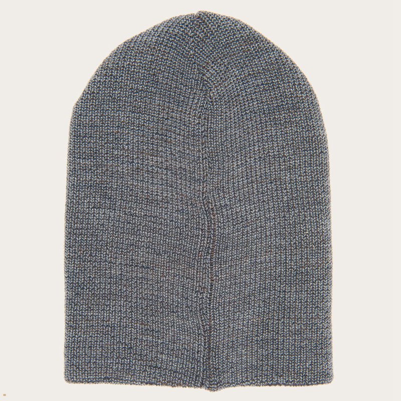 Grey Stetson Long Wool Men's Beanie | UK 85UMOHQPJ