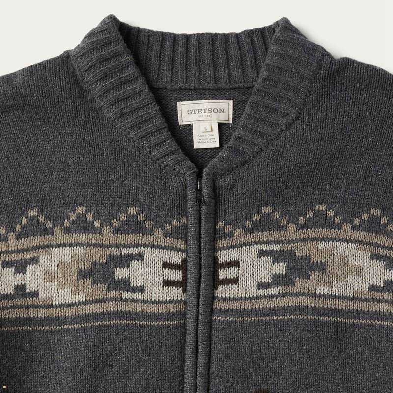 Grey Stetson Longhorn Men's Cardigan | UK 57HFCPRWB