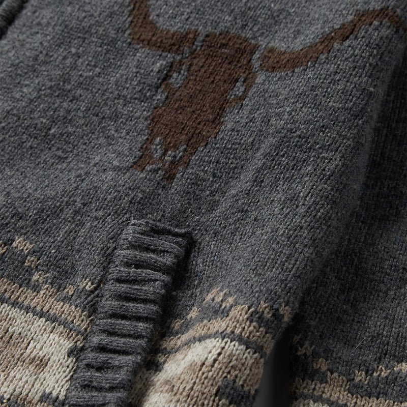 Grey Stetson Longhorn Men's Cardigan | UK 57HFCPRWB