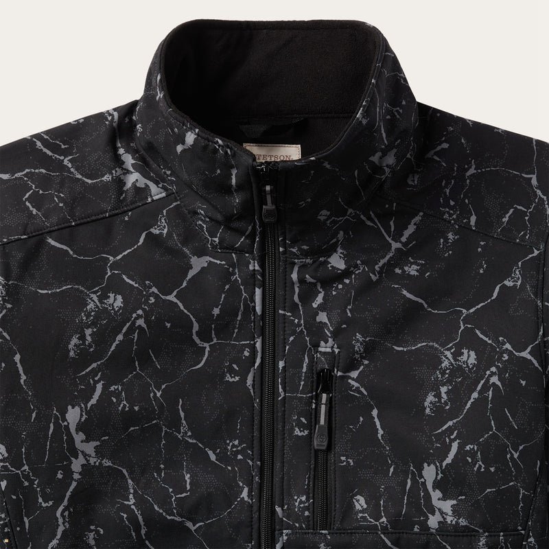 Grey Stetson Range Print Softshell Tech Men's Jackets | UK 12BOJTECZ