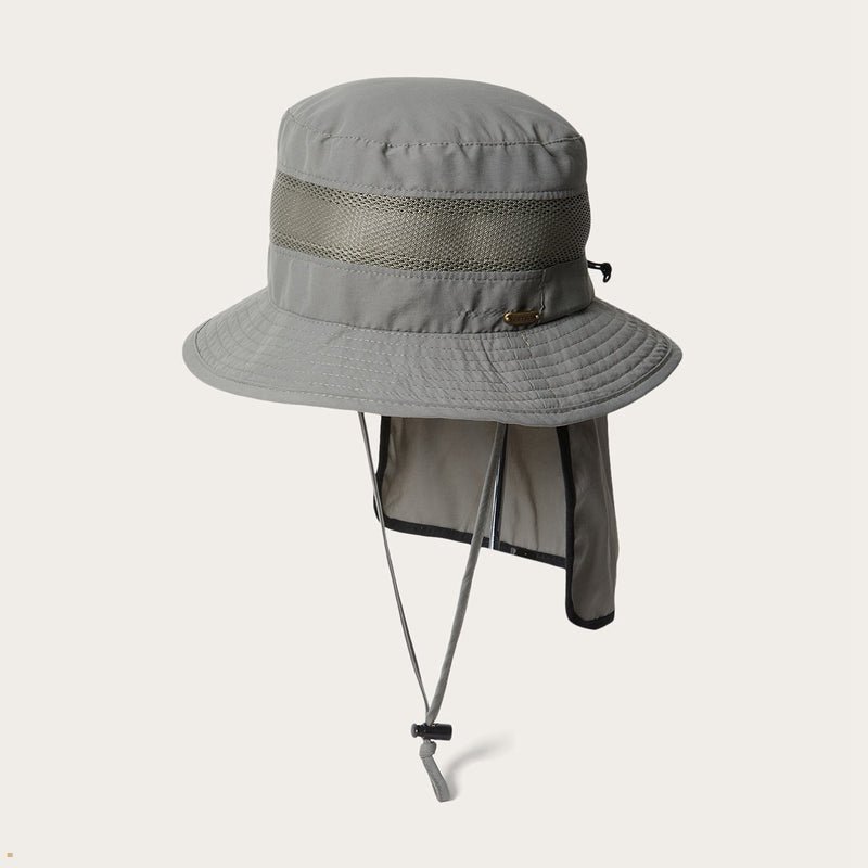 Grey Stetson Switchback 'No Fly Zone' Mesh Women's Bucket Hats | UK 34PFIAUKO