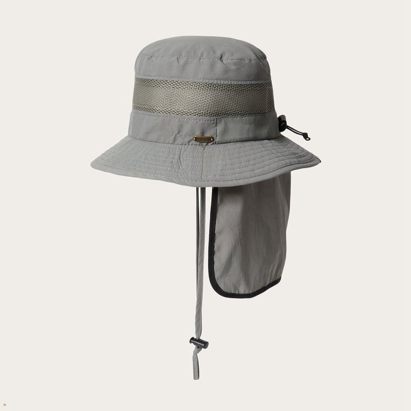 Grey Stetson Switchback 'No Fly Zone' Mesh Women's Bucket Hats | UK 34PFIAUKO