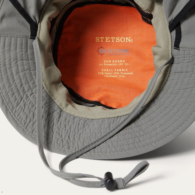 Grey Stetson Switchback 'No Fly Zone' Mesh Women's Bucket Hats | UK 34PFIAUKO