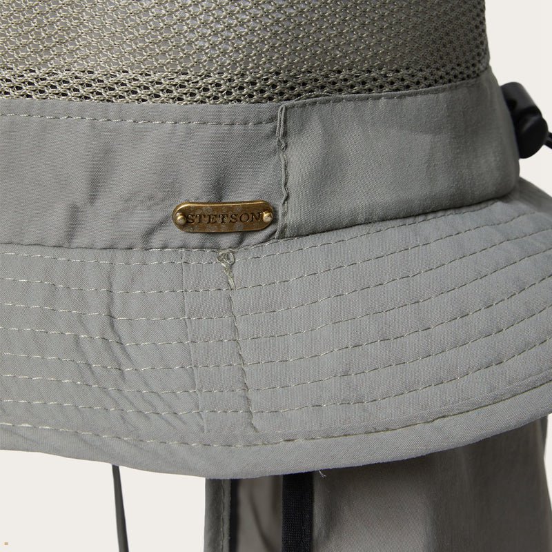 Grey Stetson Switchback 'No Fly Zone' Mesh Women's Bucket Hats | UK 34PFIAUKO