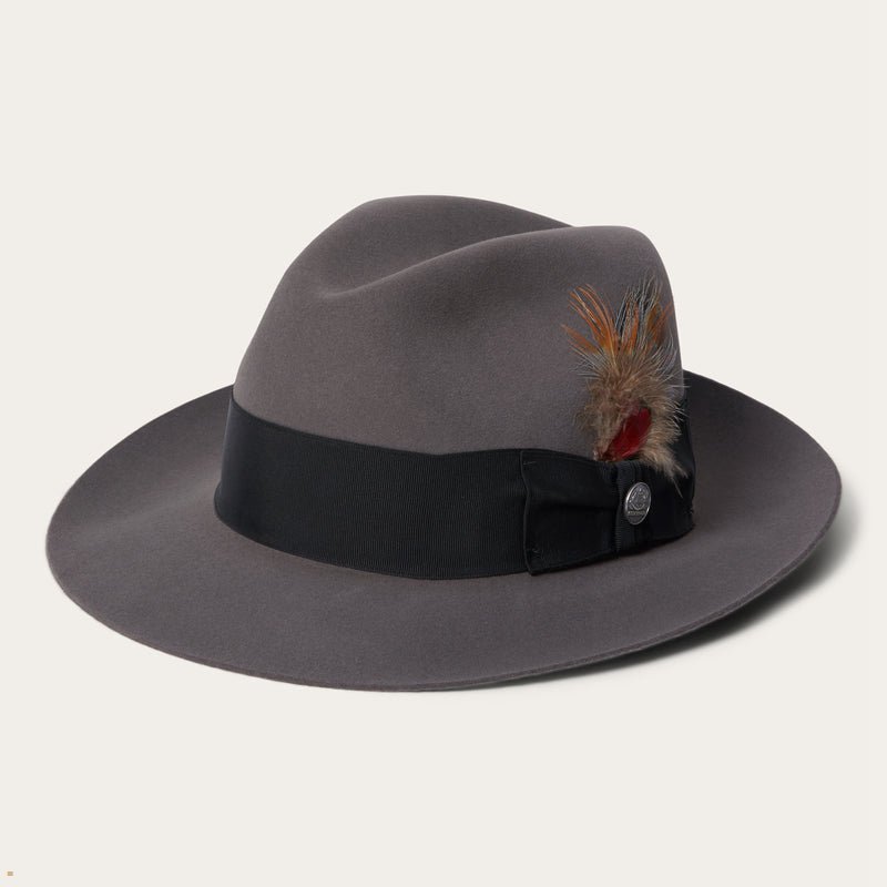 Grey Stetson Temple Men's Fedoras | UK 86DWNTLGB