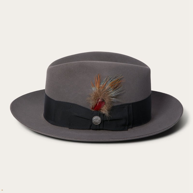 Grey Stetson Temple Men's Fedoras | UK 86DWNTLGB