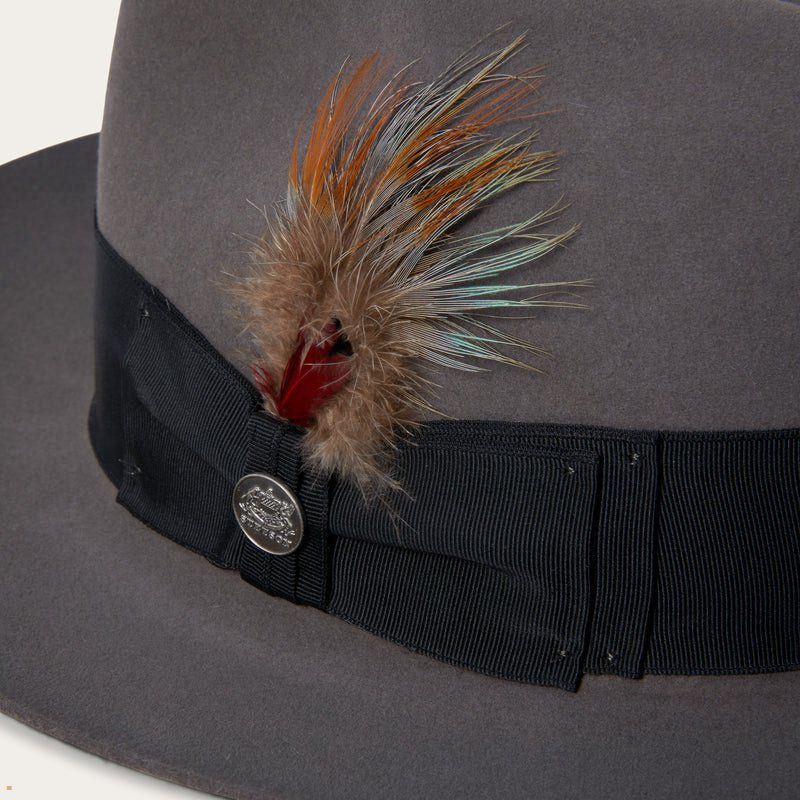 Grey Stetson Temple Men's Fedoras | UK 86DWNTLGB